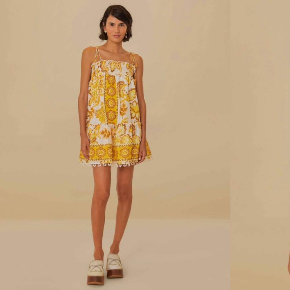 NWT FARM RIO Off-White Aura Floral Mini Dress/ cover up SIZE M